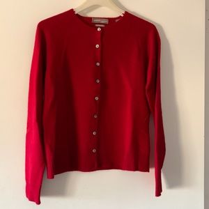Valerie 100% Cashmere strawberry red button front cardigan